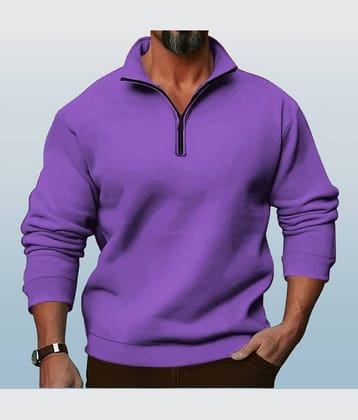 Kintu Parantu Fleece V-Neck Men's Sweatshirt - Purple ( Pack of 1 )