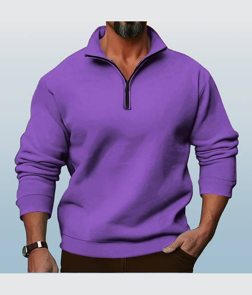 Kintu Parantu Fleece V-Neck Men's Sweatshirt - Purple ( Pack of 1 )