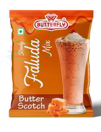 Butterfly Ready Faluda Mix (Butterscotch Pouch) (Weight - 90g) by Butterfly Dessert Mixes and Bakery Needs.