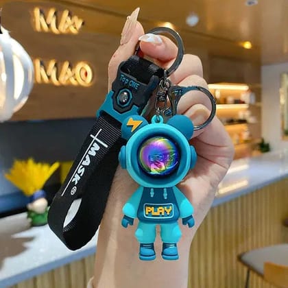 Funky Astronaut Keychain with Black Strap - Single Piece-Green