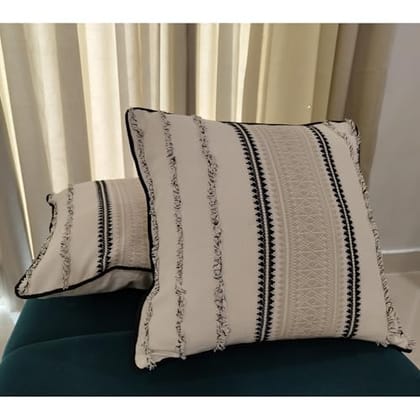 PREETIER Throw Cushion Covers Premium Cotton Square Pillow Cover Pillowcases (Pack of 2) (Sophisticated Stripes, 18 x 18)