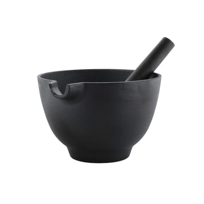 Trilonium Pre-Seaseoned Cast Iron Khal batta | Mortar and Pestle set - Herbs and spice masher 15 cm