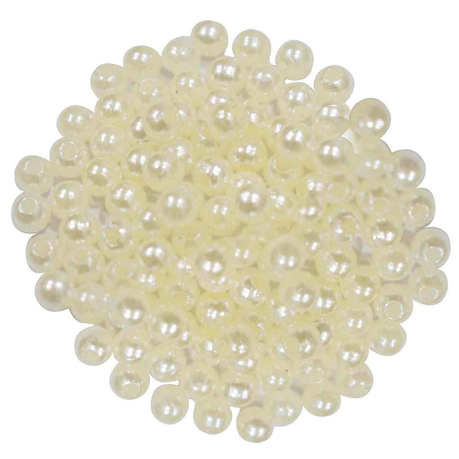 Nawani Round White Plastic Pearl Beads (100 grm, 8mm)