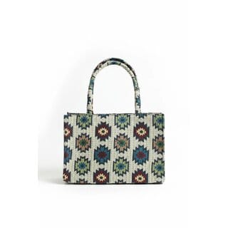 Tribal Geometric Handwoven Fabric Tote Bag