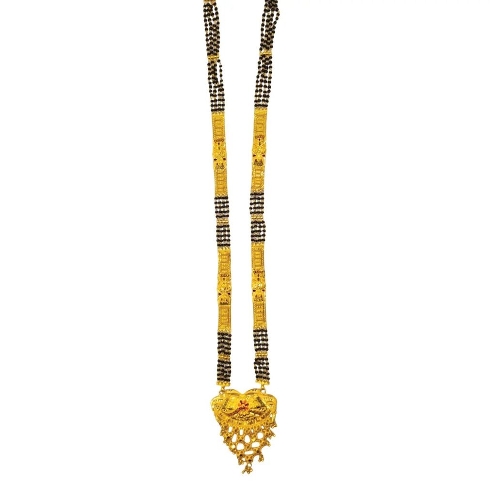One gram gold Mangalsutra for Everyday Wear with Black Beads Stones
