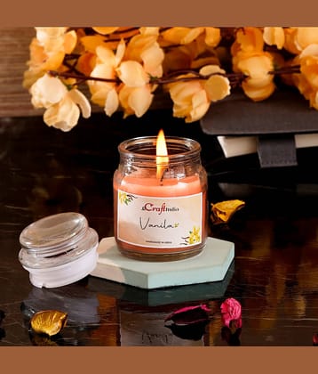 eCraftIndia Peach-Coloured Vanilla Scented Jar Candle