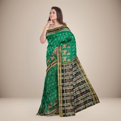 Traditional Design with Lion Motif Khandua Silk Saree