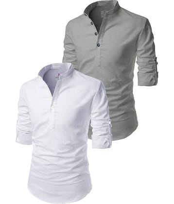 Apektra Grey Cotton Blend Men's Regular Kurta ( Pack of 2 )