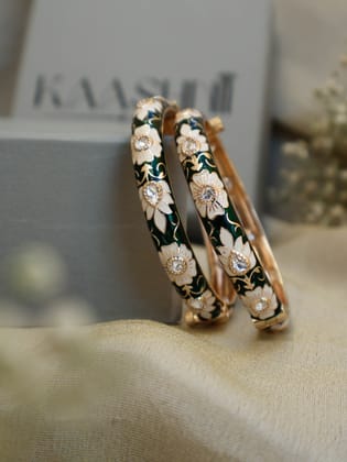 Irit Meenakari Green Bangles - Pair of 2-Green / 2.4