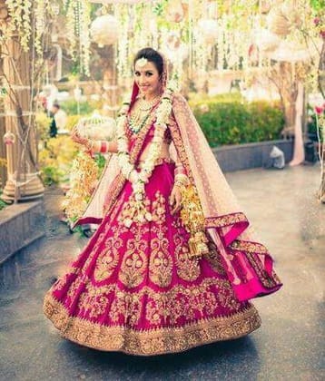 New Pink Color Wedding Wear Semi-Stitched Designer Lehenga Choli
