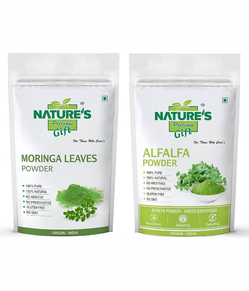 Nature's Gift Moringa & Alfalfa Powder Combo Pack (100 GM Each) Powder 200 gm Pack of 2