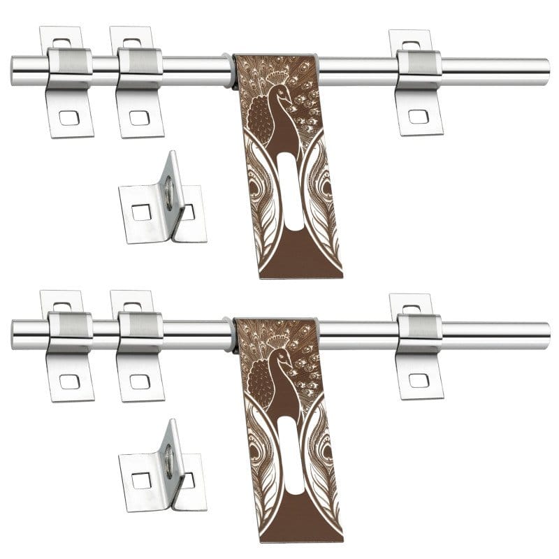 S-GUARD Stainless Steel Door Fitting Aldrop for Home, Gate, Bedroom, Store Room, Offices- Peacock-Brown-2 Pcs