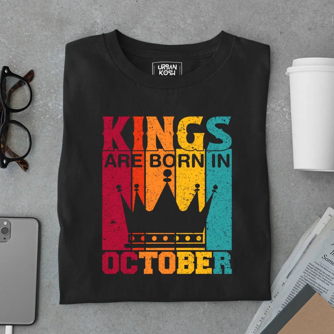 Vintage Kings are Born in October Limited Edition Premium Birthday T-Shirt-Black / S