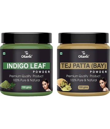 Oilanic 100% Pure Indigo Leaf Powder & Tej Patta For Skincare Hair Mask 200 g Pack of 2