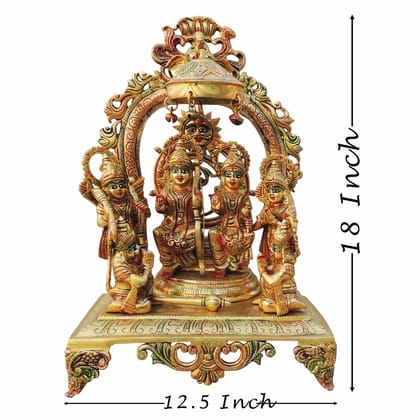 Brass Ram Darbar Statue | Handcrafted Ram Parivar God Idol, Height : 18 Inch (BSMAS131 R)