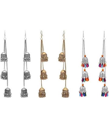 Samridhi DC Silver Jhumki Earrings ( Pack of 3 )