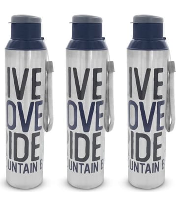 Dhara Stainless Steel Breeze 900 Blue Stainless Steel Sipper Water Bottle 850 mL ( Set of 3 )