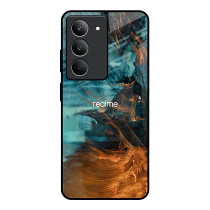 Golden Splash Glass Case for Realme 14x 5G