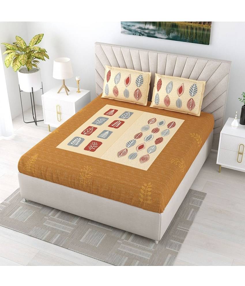 Bombay Spreads Cotton King Size Bedsheet ( Yellow )