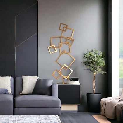 Writings on the Wall Square Blocks Wall Hanging (L=127,B=66,H=10.16), Material is Iron