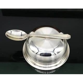 Astro Astro-D 999 Silver katori 25gm with Silver Spoon 14gm., (Silver, Silver)