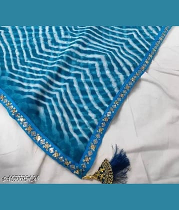 Gullak Georgette Printed Regular Saree With Unstitched Blouse Piece ( LightBLue )
