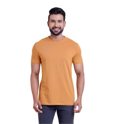 Men's Casual Cotton Solid Half Sleeve Round Neck T-Shirt (Brown, M)-PID57320
