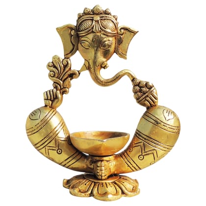 Brass Showpiece Ganesh Deepak God Idol Statue (BSMAS1656 D)