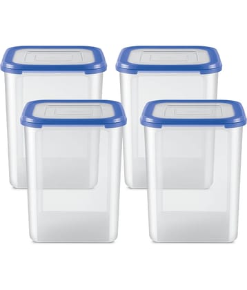 Milton Stacko 360 degree Plastic Storage Container (9) Set of 4, 5.75 Litres Each, Blue | Storage Jar | Air Tight | Kitchen Organiser | Container Set | Refrigerator Safe | BPA Free | Stackable | Modular