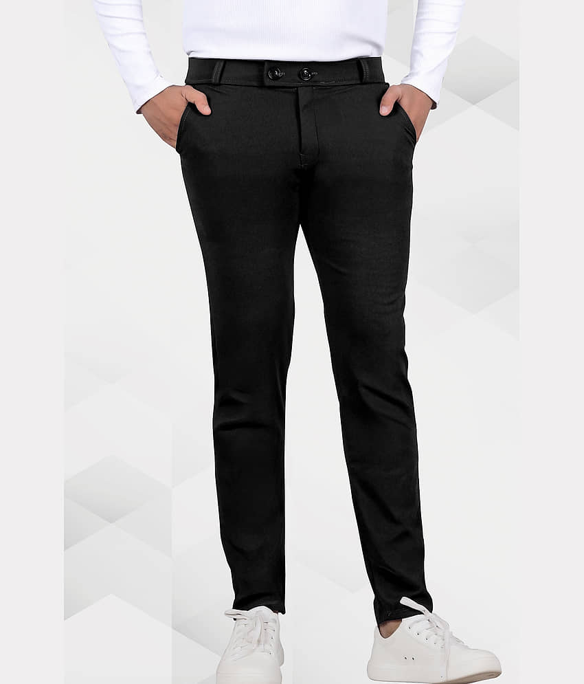 Septem Regular Flat Men's Formal Trouser - Black ( Pack of 1 )