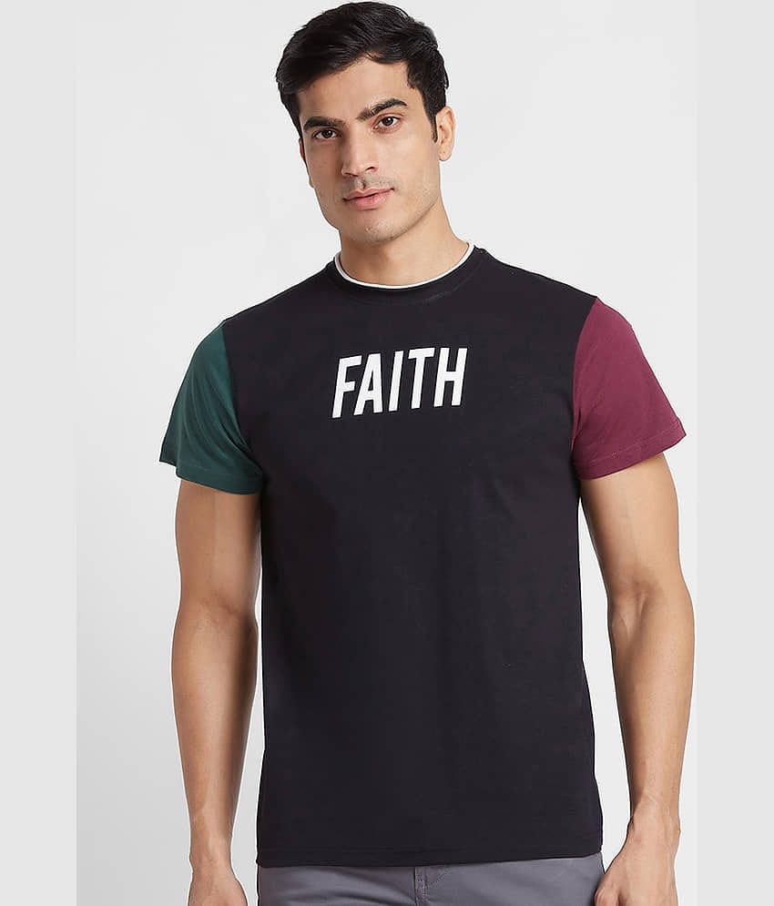 Globus - Black 100% Cotton Regular Fit Men's T-Shirt ( Pack of 1 )