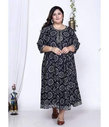 Swasti Cotton Blend Printed Flared Women's Kurti - Blue ( Pack of 1 )