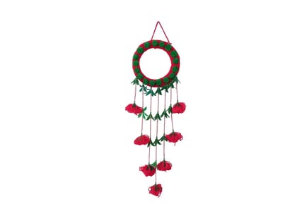 Nari Samparn Handmade Woolen Antique Wall Hanging Diwal (Red)