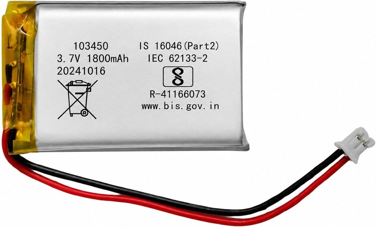 NOVEL 3.7V 1800mAh Lithium Polymer Rechargeable Battery Model 103450 | Compatible with Bluetooth Headsets, Speakers, GPS Devices, Security Cameras and Portable Electronics