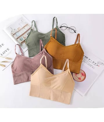 3Mads Pack of 4 Cotton Blend Removable Padding Women's Cami bra ( Multicolor ) GBra013_BK_GR_W_LPL