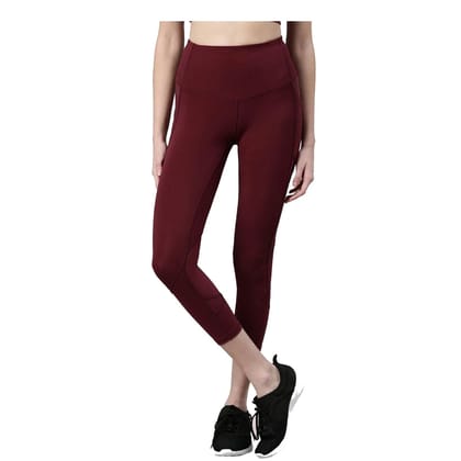 Enamor High Waist Dryfit Solid Active Legging Activewear|A603-Dry Blood / L
