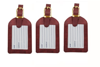 Sukeshcraft Luggage Tags Suitcase Tag Travel Bag Labels (Cork Mehroon)