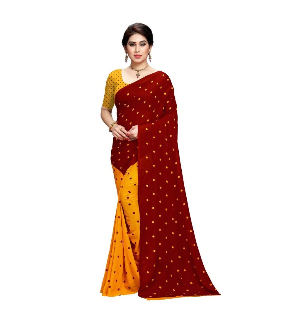 Generic Women's Georgette Saree (Red, 5 - 6 Mtrs)