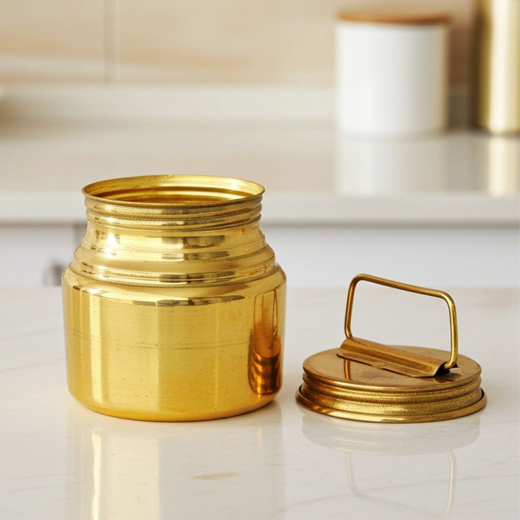 Brass Gangajali 180 ml � Small Holy Water Pot for Pooja Use, Height : 3.5 Inch (ZMAS211 A)