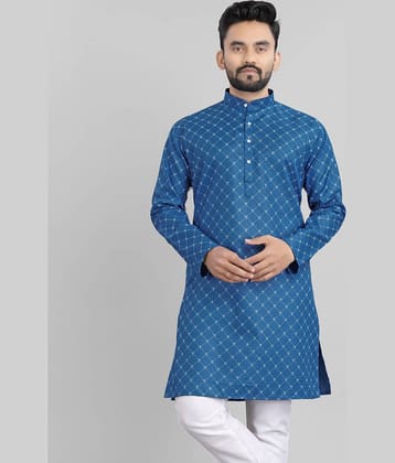 Nofilter Navy Cotton Blend Men's Regular Kurta ( Pack of 1 )