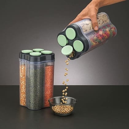 Multi-Compartment Food Storage Jar (4 Section) 2500ML-2 Pcs