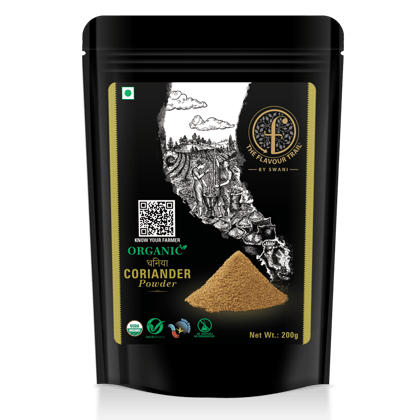 The Flavour Trail - Organic Coriander Powder/ Dhania Powder/ Fresh Dhania - Pack of 2, 200gms Each | Organically Farmed | Pesticide-Free