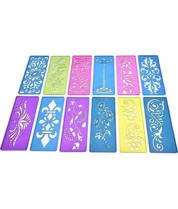 M.G ENTERPRISE DIY Plastic Rangoli Stencils For Floor and Wall PLS-H-12 Set of 12 pc (3 in x 7 in)
