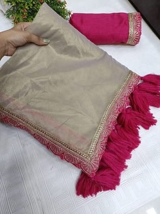 Elegant Gold and Pink Jaree Saree Elegant Gold and Pink Jaree Saree