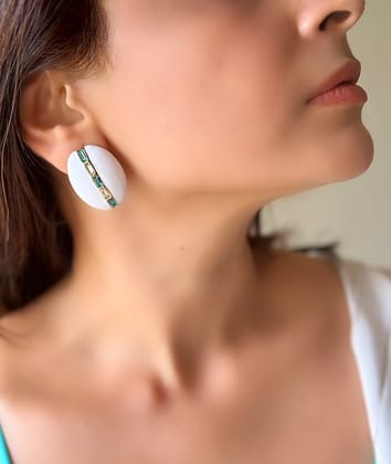 Obsidian Cascade Studs-White