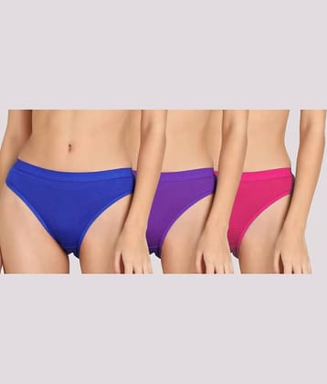 Kiran Enterprises Pack of 3 Cotton Solid Women's Briefs ( Multicolor )