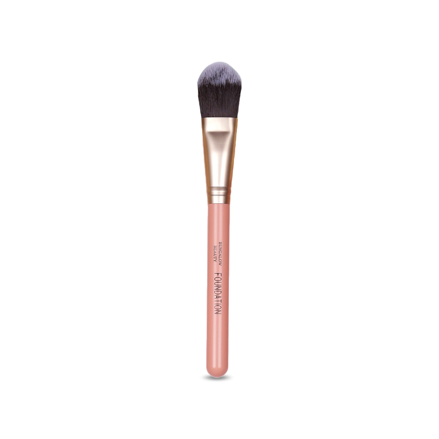 BUNGALOW BEAUTY Premium Foundation Brush, 18 cm, Synthetic Bristles, Rose Gold Handle, Professional Makeup Blending Tool