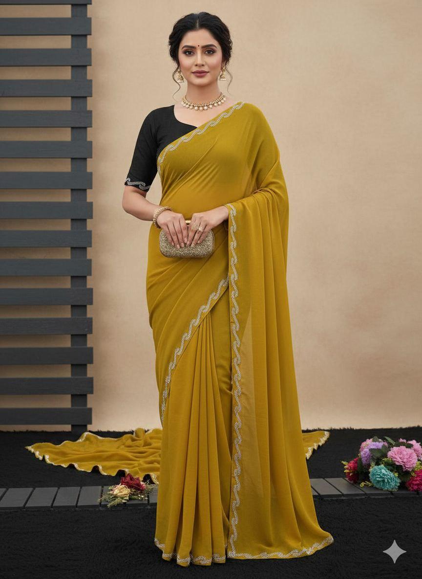 Georgette Saree with siroski work