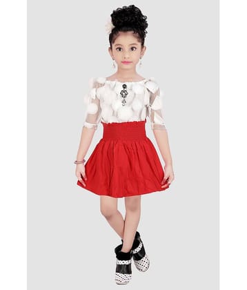 9stiches - Red Net Baby Girl Frock ( Pack of 1 )