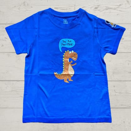 KUCHU Unisex T-Shirt | Dino Mite Print | 10–11 Years | Cotton Fabric | Breathable | Casual Wear | Graphic Tee | Everyday Wear Blue